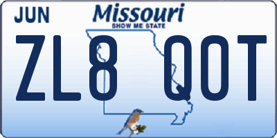MO license plate ZL8Q0T