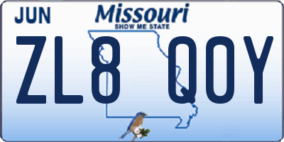 MO license plate ZL8Q0Y
