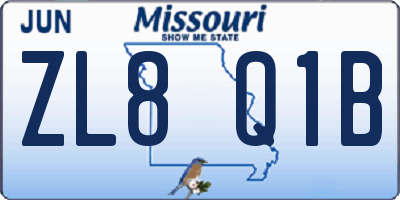 MO license plate ZL8Q1B