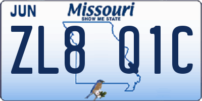 MO license plate ZL8Q1C