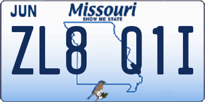 MO license plate ZL8Q1I