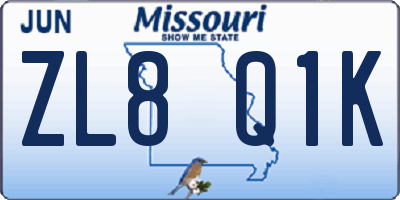 MO license plate ZL8Q1K