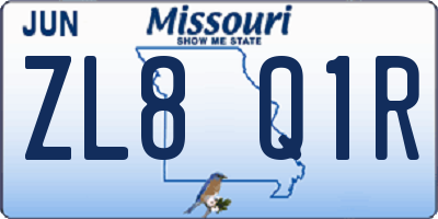 MO license plate ZL8Q1R