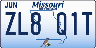 MO license plate ZL8Q1T