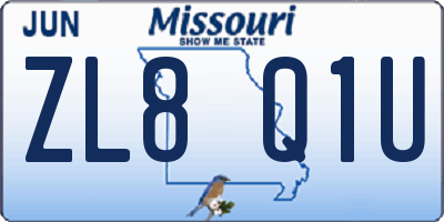 MO license plate ZL8Q1U