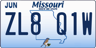 MO license plate ZL8Q1W