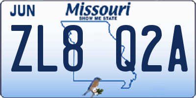 MO license plate ZL8Q2A