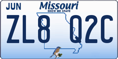 MO license plate ZL8Q2C