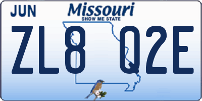 MO license plate ZL8Q2E