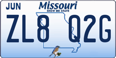 MO license plate ZL8Q2G