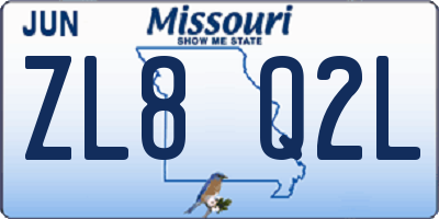 MO license plate ZL8Q2L
