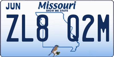MO license plate ZL8Q2M