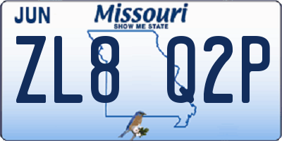 MO license plate ZL8Q2P