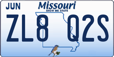 MO license plate ZL8Q2S