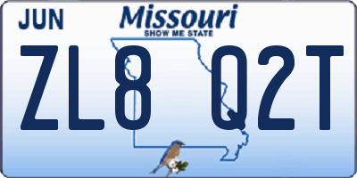 MO license plate ZL8Q2T