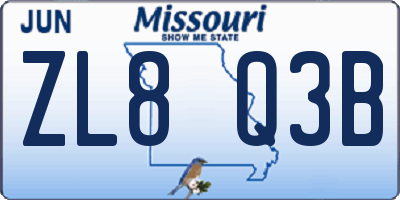 MO license plate ZL8Q3B