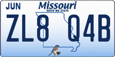 MO license plate ZL8Q4B