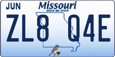 MO license plate ZL8Q4E