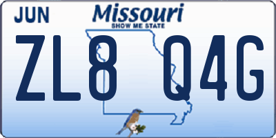 MO license plate ZL8Q4G
