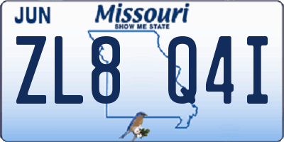 MO license plate ZL8Q4I