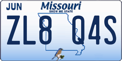 MO license plate ZL8Q4S
