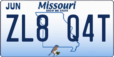 MO license plate ZL8Q4T