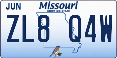 MO license plate ZL8Q4W