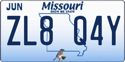 MO license plate ZL8Q4Y