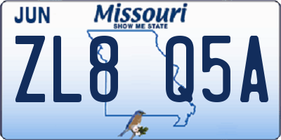 MO license plate ZL8Q5A