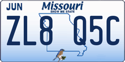 MO license plate ZL8Q5C