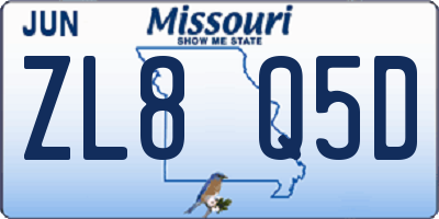 MO license plate ZL8Q5D
