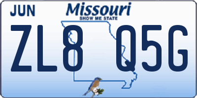 MO license plate ZL8Q5G