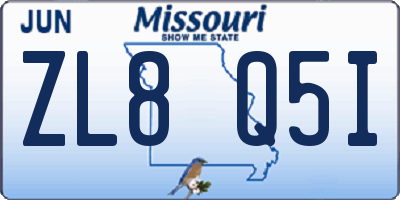 MO license plate ZL8Q5I