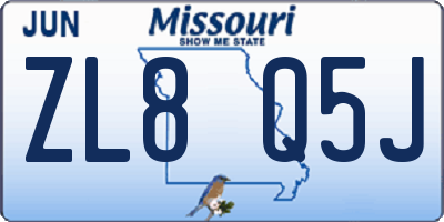 MO license plate ZL8Q5J