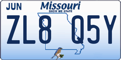MO license plate ZL8Q5Y