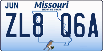MO license plate ZL8Q6A