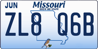 MO license plate ZL8Q6B