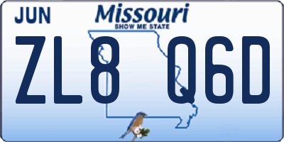 MO license plate ZL8Q6D