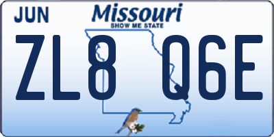 MO license plate ZL8Q6E