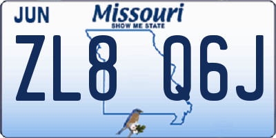 MO license plate ZL8Q6J