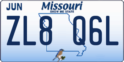 MO license plate ZL8Q6L