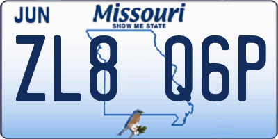 MO license plate ZL8Q6P