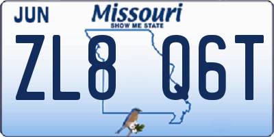 MO license plate ZL8Q6T