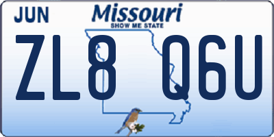 MO license plate ZL8Q6U