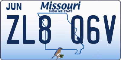 MO license plate ZL8Q6V