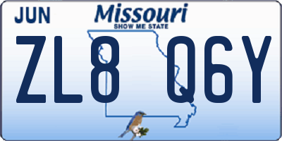 MO license plate ZL8Q6Y