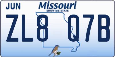 MO license plate ZL8Q7B