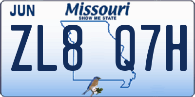 MO license plate ZL8Q7H