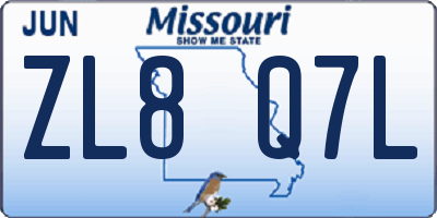 MO license plate ZL8Q7L