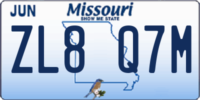 MO license plate ZL8Q7M